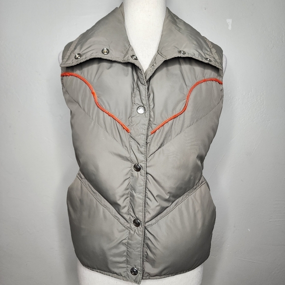 VTG 80s Obermeyer Women's Goose Down Tan Carson Vest Size Small - Picture 1 of 14